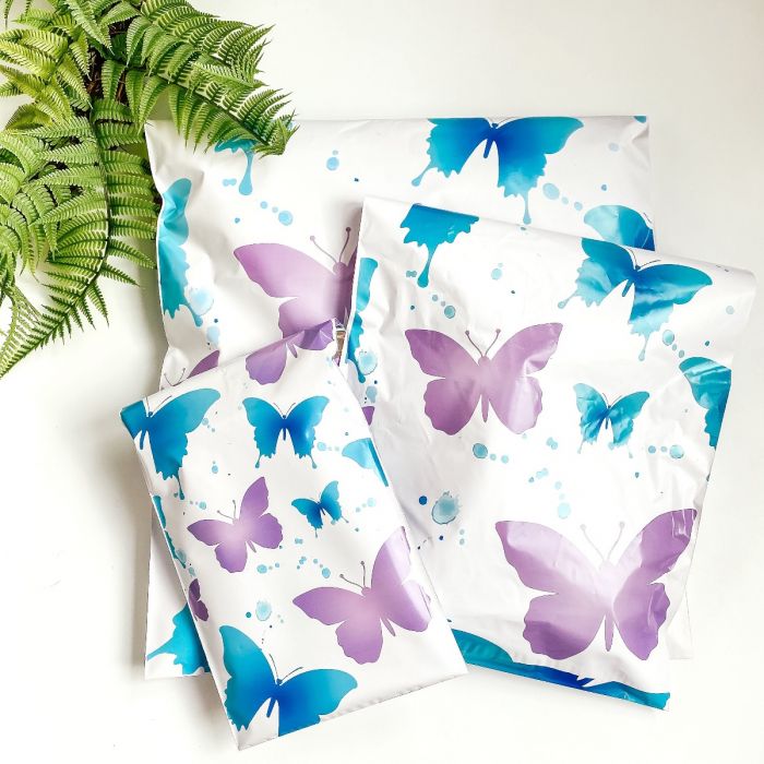 10-500 6x9 BUTTERFLY Poly Mailers Lightweight Blue and Purple Shipping Bags 