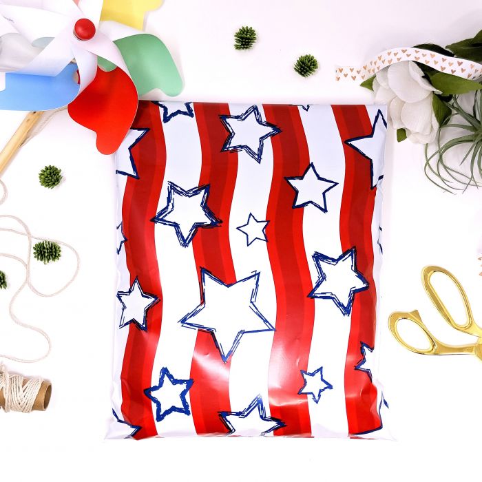 Red White and Blue Flag Military Plastic Mailers 100 10x13 Solders Poly Mailers Designer Shipping Bag Custom Boutique Envelopes 